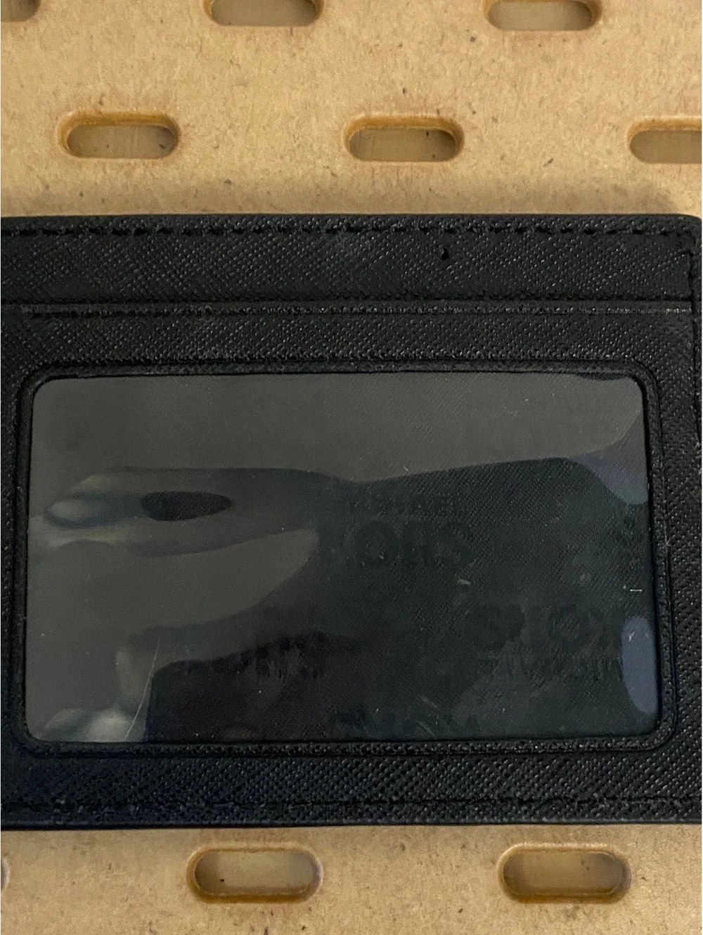 Michael Kors Black Leather Card Holder with Gold Tone Plaque